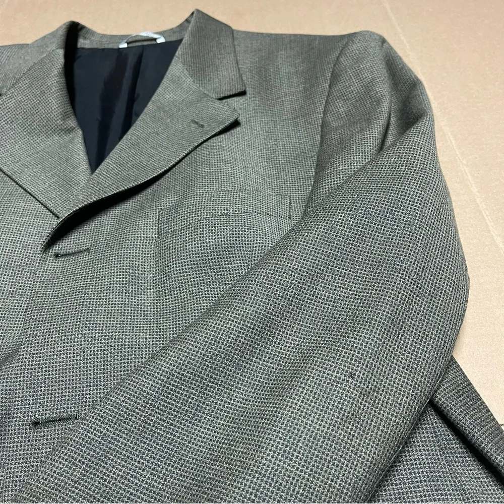 Bachrach Mens Sz 40S Blazer Made in Italy Grey Check Wool 3-Button VTG Corpcore